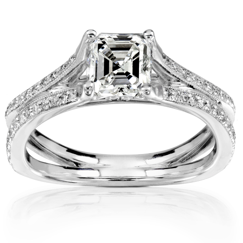 Asher Cut Diamond Ring in 14k White Gold 1 1/4ct TW